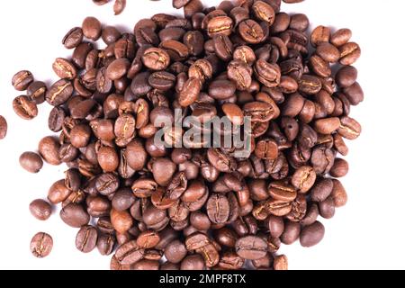 Haufen Kaffeebehälter Isoliert Auf Weißem Hintergrund, Nahaufnahme Stockfoto
