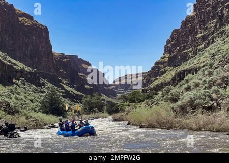 Rafting auf dem Bruneau River in Idaho mit Far & Away Adventures. Stockfoto