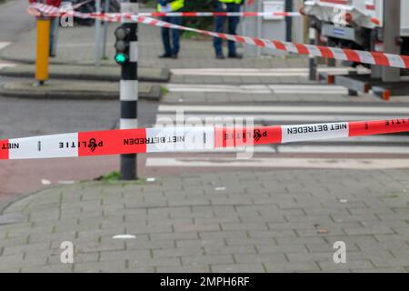 Polizei Ducktape In Amsterdam Niederlande 24-1-2023 Stockfoto