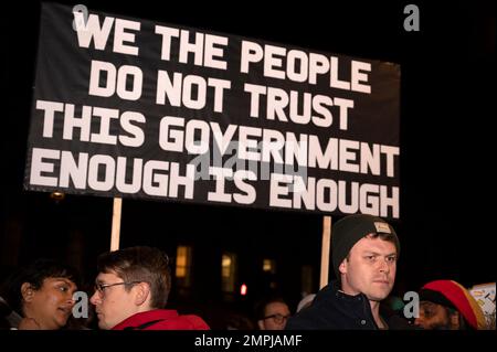 Am 30. 2023. Januar, als der Streiks-Gesetzesentwurf 3. im Parlament gelesen wurde, fand eine Rallye Right to Strike statt, die von Enough IS Eno organisiert wurde Stockfoto