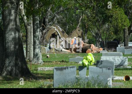 Arcadia, FL, USA--28. Oktober 2022--Crews arbeiten daran, Trümmer in der ganzen Stadt aufzusammeln, wo Hurrikan Ian seine Spuren hinterlassen hat. Jocelyn Augustino/FEMA Hurricane, Ian, Stockfoto