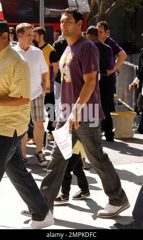 New York Jets QB Mark Sanchez trifft im Staples Center für die Lakers gegen das Miami Heat Game ein. Los Angeles, Kalifornien. 4. März 2012 Stockfoto