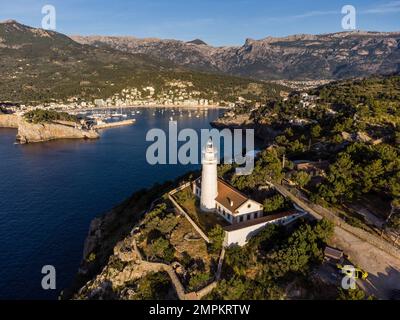 Cap Gros Lighthose, Soller Hafen, Mallorca, Balearen, Spanien Stockfoto