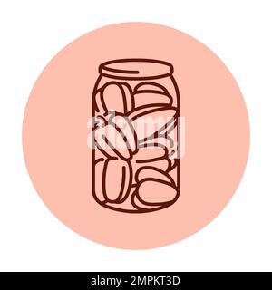 Eingelegter Paprika in einem Glas, Symbol für die Farblinie. Hausgemachte Konserven. Stock Vektor