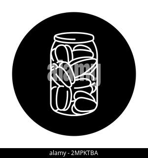 Eingelegter Paprika in einem Glas, Symbol für die Farblinie. Hausgemachte Konserven. Stock Vektor