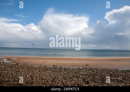 Wolke über Whiting Bay an der Ostküste der Isle of Arran Ayrshire Schottland Stockfoto