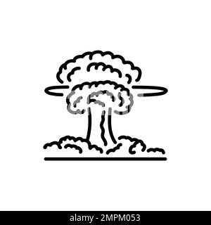 Symbol für die schwarze Linie einer nuklearen Explosion. Piktogramm für Webseite, mobile App, Werbeaktion. Stock Vektor