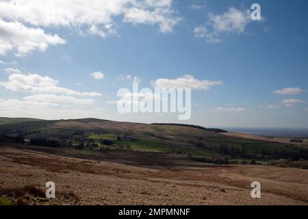 Bowstonegate und Lyme Park von Black Hill in der Nähe von Disley Derbyshire England aus gesehen Stockfoto