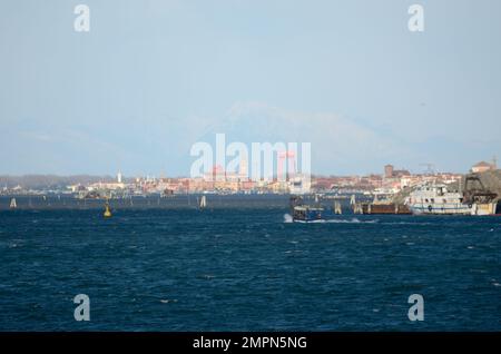 Blick auf die Pellestrina von Chioggia, Venedig, Venetien, Italien, Europa Stockfoto