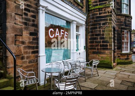 Holmfirth Yorkshire UK Jan 2023 vor Sid's Cafe aus der Fernsehserie Last of the Summer Wine Stockfoto