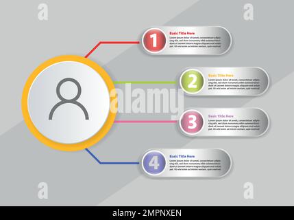 Vector Infographic Label Design-Vorlage mit Symbolen und 4 Optionen oder Schritten. Kann für Prozessdiagramme, Präsentationen, Workflow-Layout und Banner verwendet werden Stock Vektor