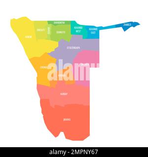 Politische Karte der Verwaltungsabteilungen in Namibia Stock Vektor