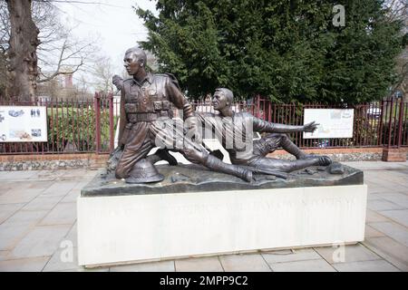 Trooper Potts Memorial Statue auf dem Abbots Walk in Reading in Großbritannien Stockfoto