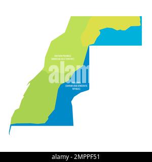 Karte der Westsahara mit Land geteilt durch die marokkanische Mauer Stock Vektor