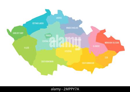Tschechische Republik politische Karte der Verwaltungsabteilungen Stock Vektor