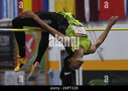 Nehvizdy, Tschechische Republik. 31. Januar 2023. Brian Raats aus Südafrika tritt am 31. Januar 2023 in Nehvizdy, Tschechische Republik, beim Indoor-Leichtathletiktreffen Stars in Nehvizdy der Silber-Kategorie der World Indoor Tour in Hochsprung an. Kredit: Josef Vostarek/CTK Photo/Alamy Live News Stockfoto