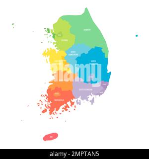 Südkorea politische Karte der Verwaltungsabteilungen Stock Vektor