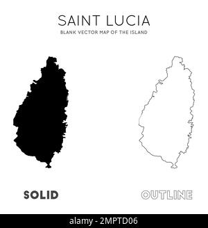 Karte von St. Lucia. Leere Vektorkarte der Insel. Borders of Saint Lucia für Ihre Infografik. Vektordarstellung. Stock Vektor