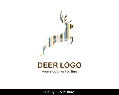Abstraktes, modernes Logo mit zeitgenössischer Linie für Hirsche Stock Vektor