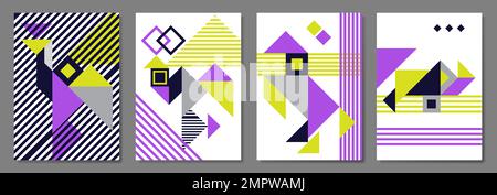 Geometrische Tanga-Abdeckungen mit Tieren. Stock Vektor