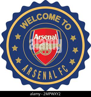 Willkommen bei Arsenal FC Seal farbenfrohes verlaufendes Pinseldesign Vektorbildfarben Hintergrund Willkommensstempel Stock Vektor