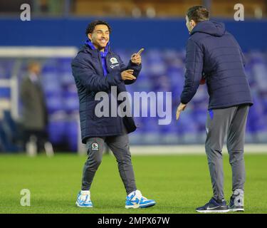 Birmingham, Großbritannien. 31. Januar 2023. Tyrhys Dolan #10 von Blackburn Rovers trifft vor dem Emirates FA Cup Replay-Spiel Birmingham City vs Blackburn Rovers in St Andrews, Birmingham, Großbritannien, 31. Januar 2023 (Foto von Gareth Evans/News Images) in Birmingham, Großbritannien, am 1./31. Januar 2023 ein. (Foto: Gareth Evans/News Images/Sipa USA) Guthaben: SIPA USA/Alamy Live News Stockfoto