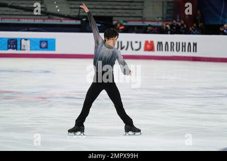 Shoma Uno (JPN) tritt während des Senior Men - Free Skating des ISU Grand Prix of Figure Skating Final Turin in Palavela auf. Stockfoto