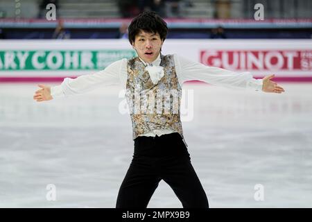 Kao Miura (JPN) tritt während des Senior Men - Free Skating des ISU Grand Prix of Figure Skating Final Turin in Palavela auf. Stockfoto