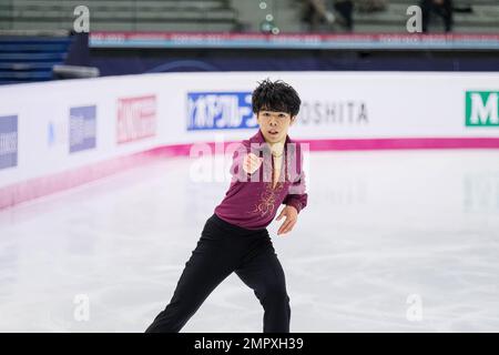 Turin, Italien. 10. Dezember 2022. Shun Sato (JPN) tritt während des Senior Men - Free Skating des ISU Grand Prix des Eiskunstlauf-Finales Turin in Palavela auf. (Foto: Davide Di Lalla/SOPA Images/Sipa USA) Guthaben: SIPA USA/Alamy Live News Stockfoto