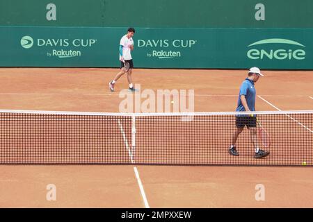 Florianopolis, Santa Catarina, Brasilien. 31. Januar 2023. (SPO) Schulung von Davis TeamÃ¢â‚¬â„¢in Florianopolis. 31. Januar 2023, Florianopolis, Santa Catarina, Brasilien: Das chinesische Team hielt am Dienstag (31) seine erste Trainingssitzung mit dem gesamten Team ab, das Brasilien in Costao do Santinho, Phase des Konflikts, gültig für Davis Cup World Group I, begegnen wird, am Freitag (03) und Samstag (04).Guthaben: Leco Viana/Thenews2 (Kreditbild: © Leco Viana/TheNEWS2 via ZUMA Press Wire) NUR REDAKTIONELLE VERWENDUNG! Nicht für den kommerziellen GEBRAUCH! Stockfoto