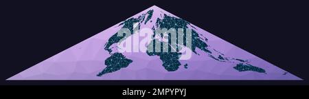 Kommunikationskarte der Welt. Kollignon-EQUAL-Area-pseudozylindrische Projektion. Karte des Weltnetzes. Stock Vektor