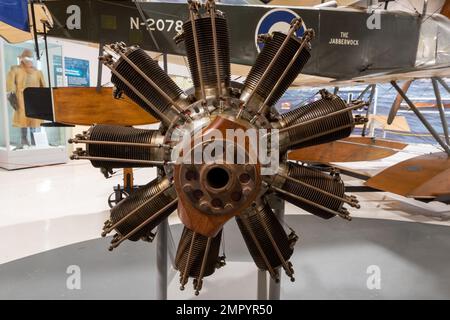 Yeovilton.Somerset.United Kingdom.Oktober 23. 2022.Im Fleet Air Arm Museum in Somerset wird Ein Clerget 9B-Drehflugzeugmotor ausgestellt Stockfoto