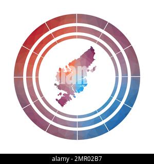 Lewis und Harris Abzeichen. Helles, verlaufendes Logo der Insel in flachem Poly-Stil. Stock Vektor