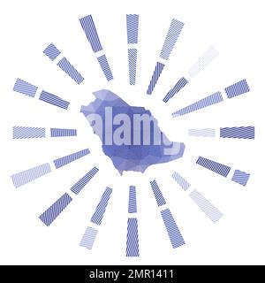 Saudi-Arabien Sonnenaufgang. Niedergestreifte Rochen und Landkarte. Charmante Vektordarstellung. Stock Vektor