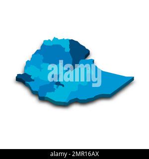 Äthiopien politische Karte der Verwaltungsabteilungen Stock Vektor