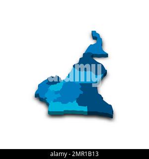 Kamerun politische Karte der Verwaltungsabteilungen Stock Vektor