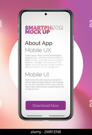Realistisches Smartphone-Modell im Farbkreis. Mobiles Isolierungskonzept mit weißem Bildschirm. Hochauflösendes 3D-Vektortelefon in Frontansicht mit App- oder Webdesign. Vektordarstellung. Stock Vektor
