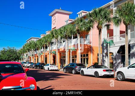 Downtown Market Street in Celebration Village. Stockfoto