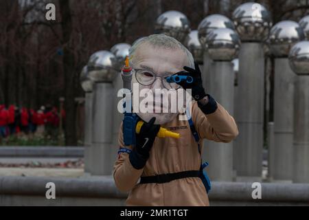 Belgien / Brüssel, - 31/1/2023 - Nicolas Landemard / Le Pictorium - Demonstration des gemeinnützigen Sektors in Brüssel - 31/1/2023 - Belgien / Brüssel / Brüssel - heute haben in der belgischen Hauptstadt etwa 18.000 Personen aus dem gemeinnützigen Sektor demonstriert. Zum Zeitpunkt der Abfassung wurden keine Vorfälle gemeldet. Stockfoto