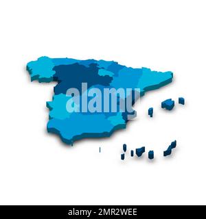 Politische Karte der Verwaltungsabteilungen in Spanien Stock Vektor