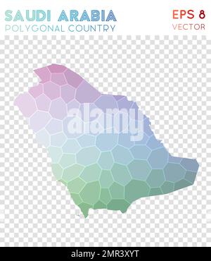 Polygonale Karte Saudi-Arabiens, Land im Mosaikstil. Verführerischer flacher Poly-Stil, modernes Design. Stock Vektor