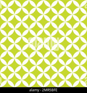 Grün und weiß überlappende Kreise. Abstraktes Retro-Design mit nahtlosem Muster. Einfacher geometrischer Vektor-Hintergrund Stock Vektor