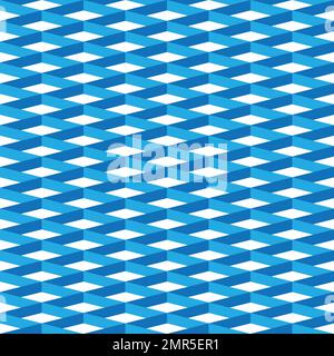 Abstraktes Nahtloses 3D-Vektormuster. Blaues Gitter Stock Vektor