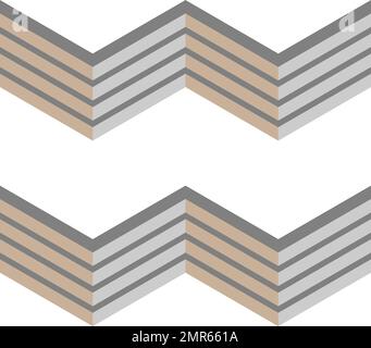 3D grauer Zaun. Nahtloses Vektor-Chevron-Muster Stock Vektor