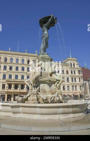 Brunnen 'Muschelminna, Late Classicist House Eduard Schultze, Postplatz, Görlitz, Sachsen, Deutschland, Europa Stockfoto