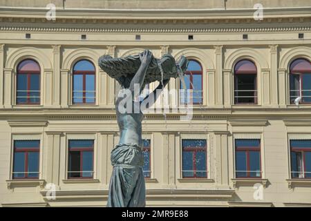 Brunnen 'Muschelminna, Late Classicist House Eduard Schultze, Postplatz, Görlitz, Sachsen, Deutschland, Europa Stockfoto