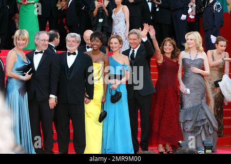 Die Besetzung besucht die Premiere von „Indiana Jones and the Kingdom of the Crystal Skull“ beim Cannes Film Festival. Cannes, Frankreich. 5/18/08. Stockfoto