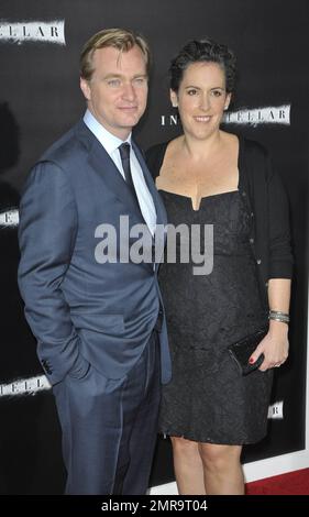 Christopher Nolan und Emma Thomas auf der Interstellar Premiere am AMC Lincoln Square, New York, New York, 3. November 2014. Stockfoto