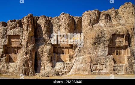 XeNaqsh-e Rostam, Felsgräber der Großen Könige aus der Achämenid-Dynastie, Naqsh-e Rostam, Iran, Asien Stockfoto