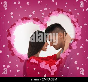 Hübsches junges Paar, das zusammen tanzt. Valentinstag Stockfoto